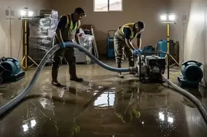 Extraction tool pulling standing water off a floor